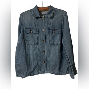 J Jill Demin Jacket Size M Petite Cotton Fall Spring Lightweight Classic
